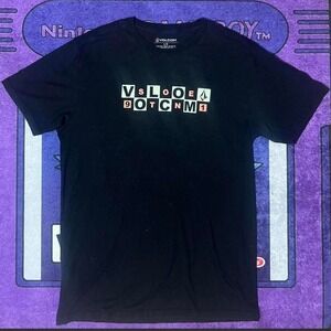 Large Black retro Volcom graphic tee with multi-coloured graphic skater tshirt